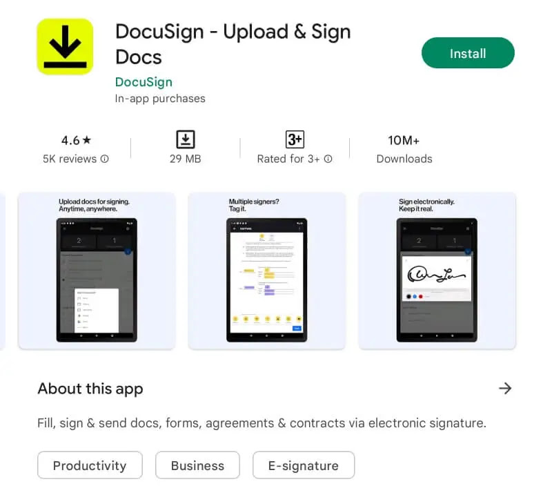 DocuSign aplikasi pembuat tanda tangan digital di hp android